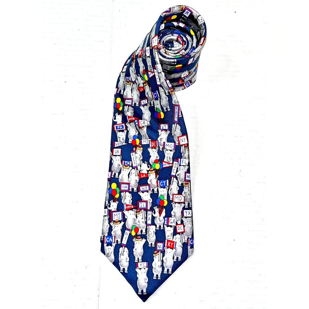 Alynn Neckwear Republican Tie‎ 100% Silk Blue Patriotic Americana GOP Politics
